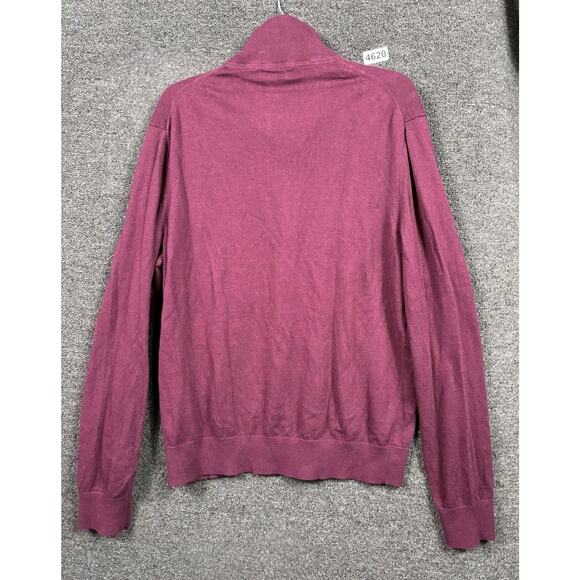 Banana Republic Sweater Men's Size L Burgundy 1/4 Zip Pima Cotton Cashmere - Picture 2 of 10
